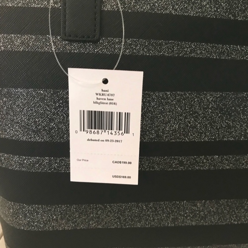 NWT KATE SPADE HANI HAVEN LANE BLACK STRIPE TOTE - Picture 6 of 8
